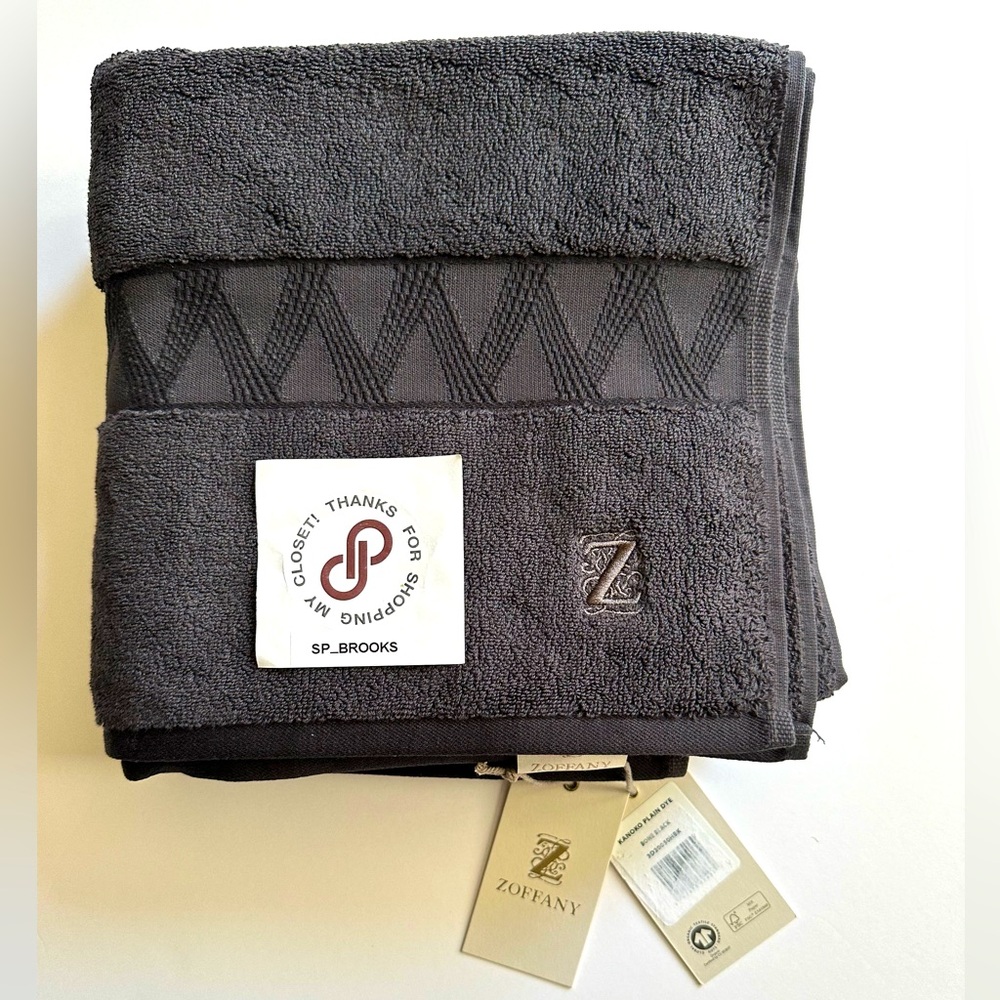🎁ZOFFANY Hand Towels - Set of 2 - Bone Black - 3D20050HBK - Kanoko Plain Dye